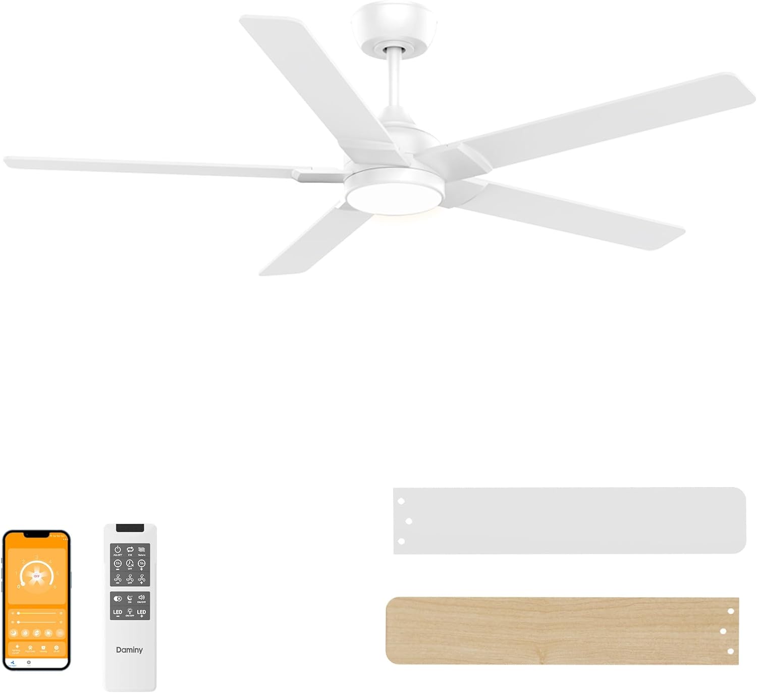 Outdoor Lighting Options - 52-Inch White Low Profile Ceiling Fan