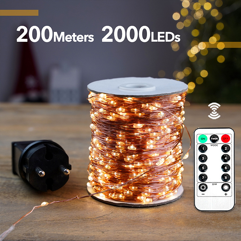 Outdoor Lighting No Wiring - 160M 1600LEDs Copper Wire Waterproof Plug-In