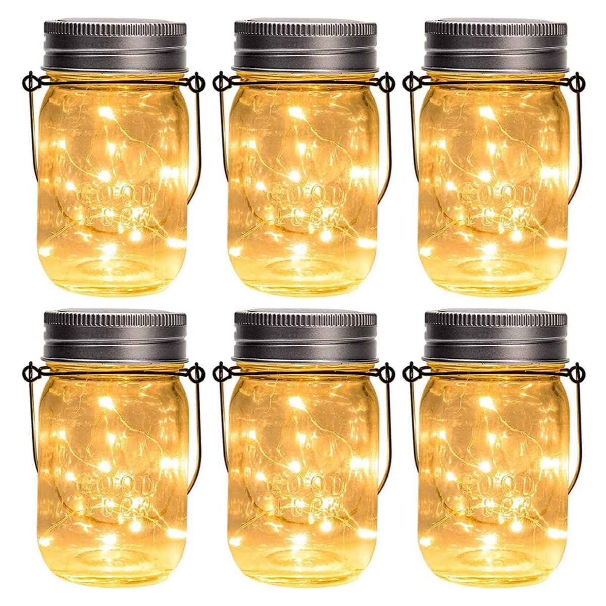 Solar Lantern Hanging - 6pcs Outdoor Decorative Mason Jar Solar