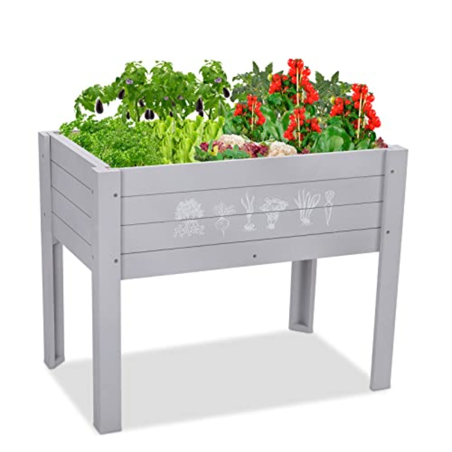 Outdoor Lighting Diy - Light Blue Wooden Elevated Raised Garden
