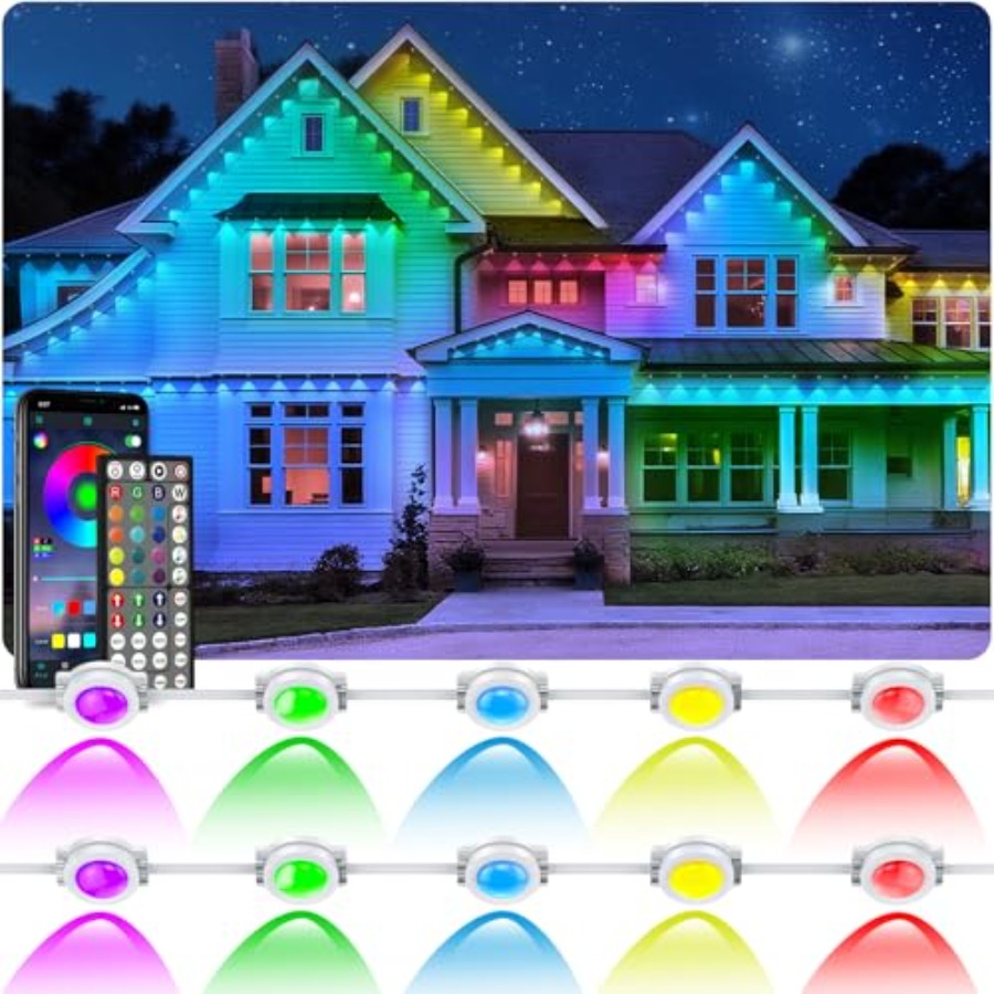 Outdoor Lighting Under Eaves - 300Feet Permanent Outdoor LightsRGB Eaves Light