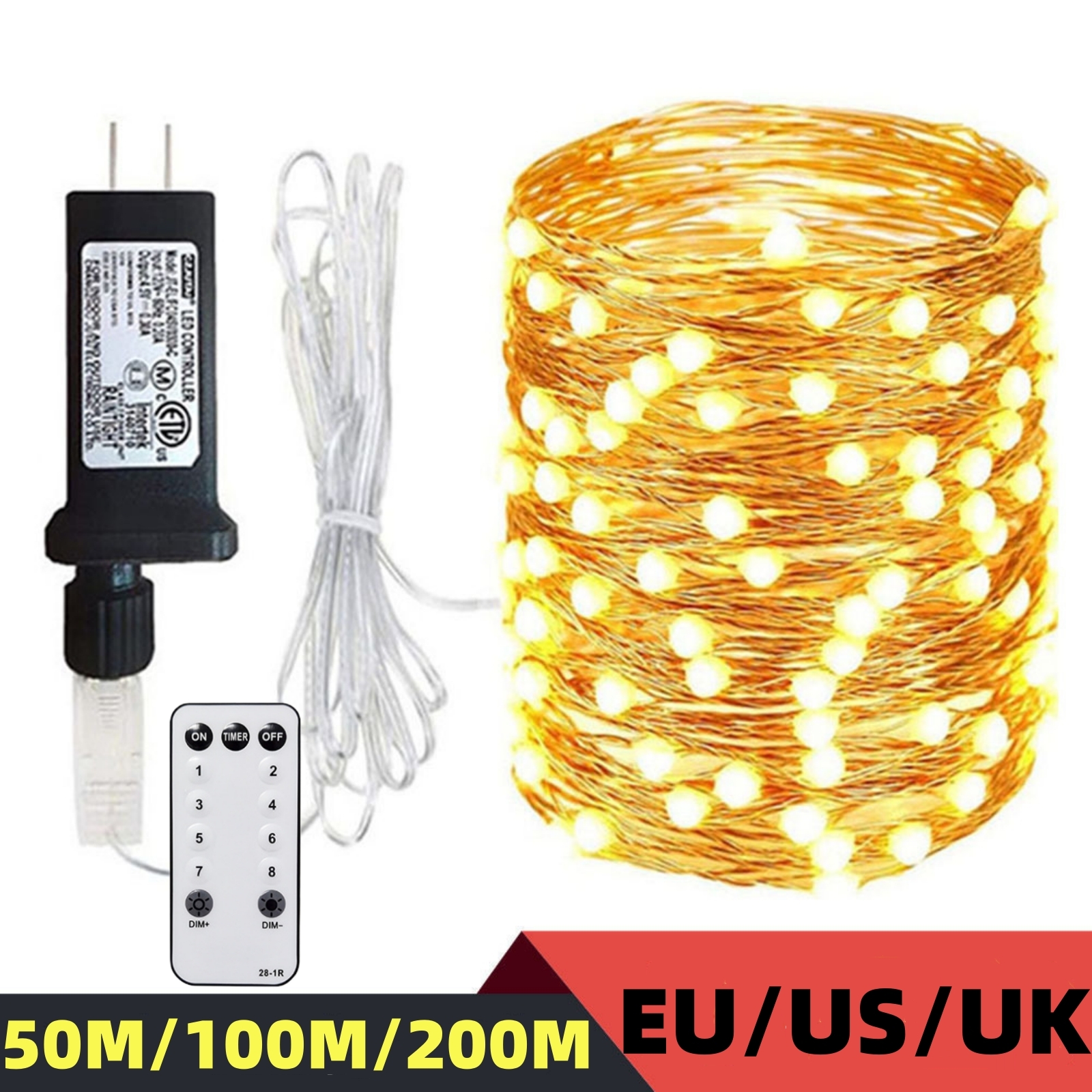 Outdoor Lighting No Wiring - 50M 100M 200M Fairy Lights Silver