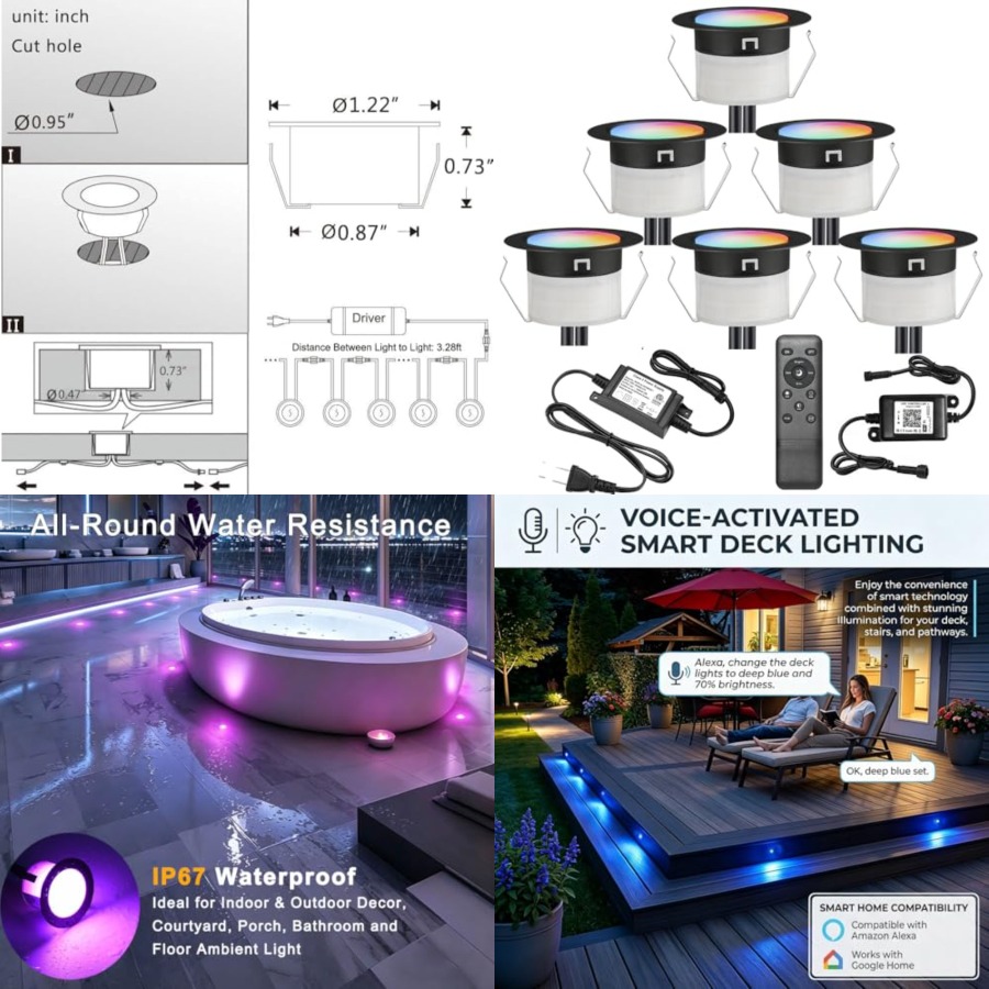 Outdoor Lighting Kits Low Voltage - LED Deck Lights Kit, 1.22 Inch