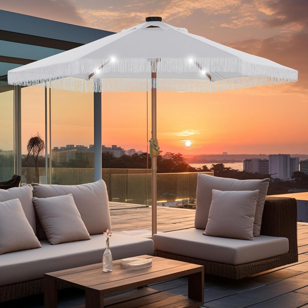 Outdoor Lighting Options - 7.5T Outdoor Patio Umbrella with Crank,