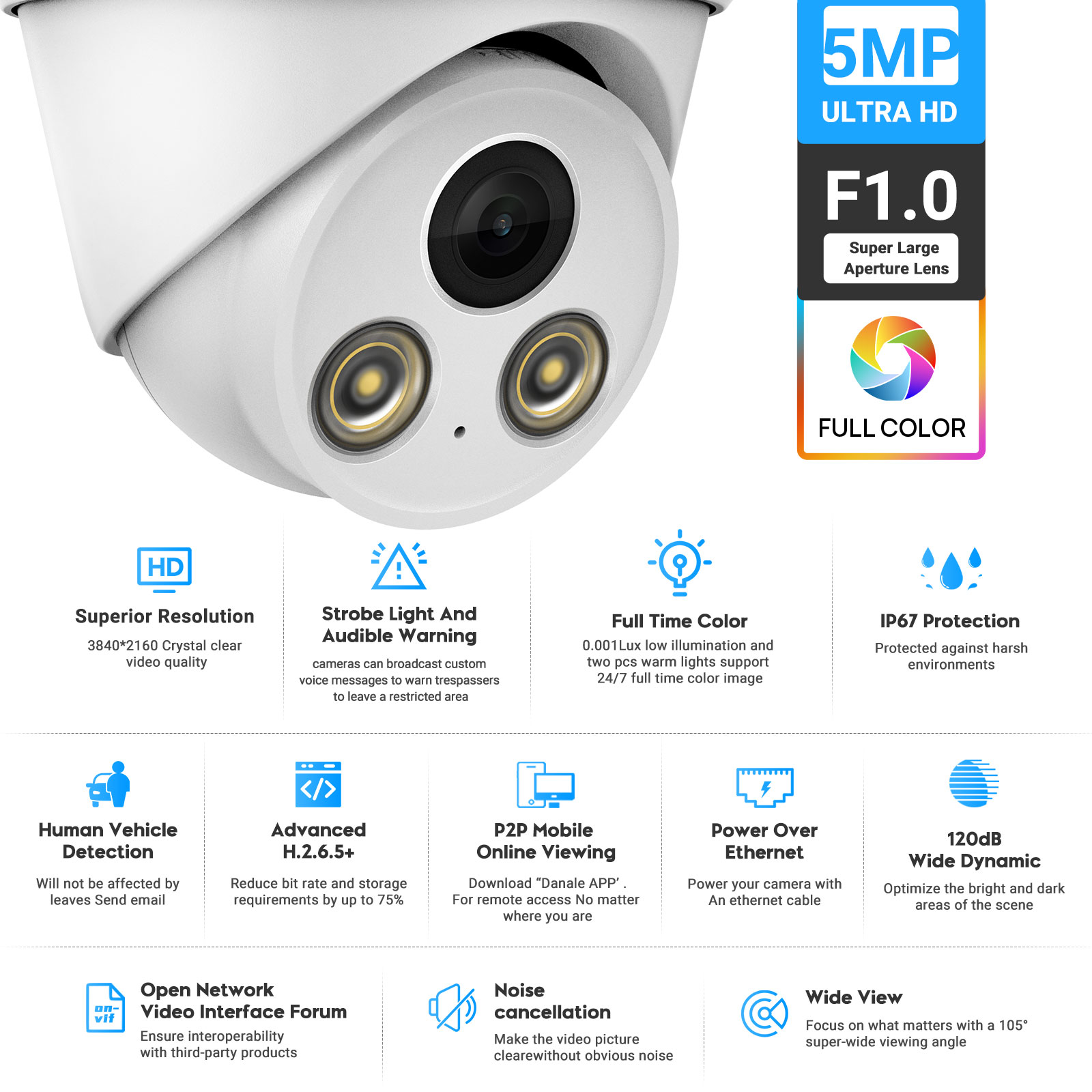 VIKYLIN 5MP Full Color Night V - Outdoor Lighting Options avis et prix