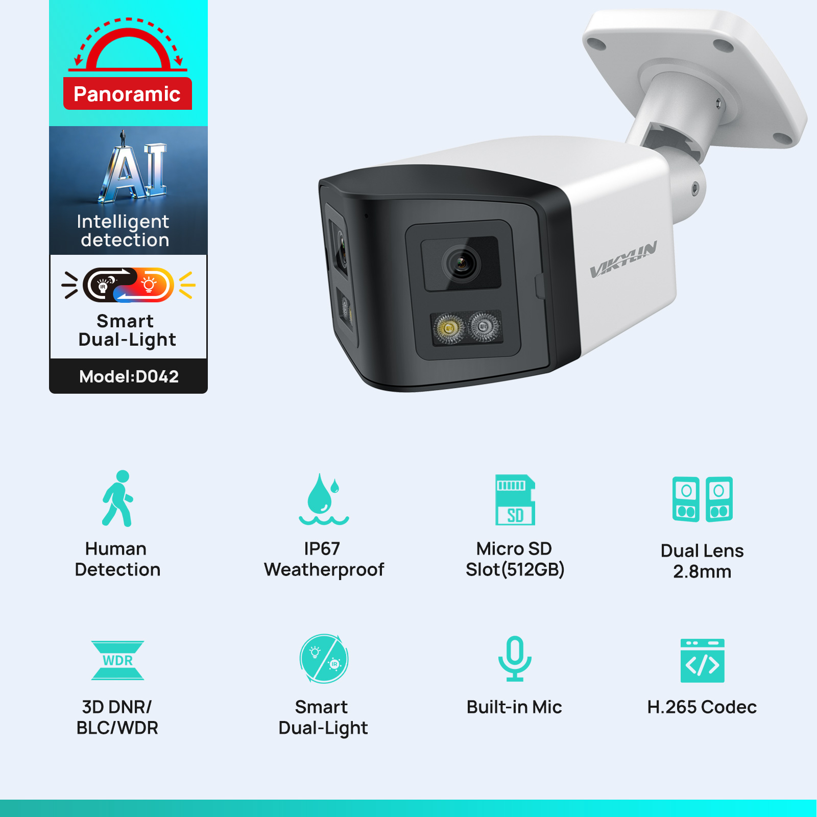 VIKYLIN 170° Panoramic Securit - Outdoor Lighting Mains Powered avis et prix