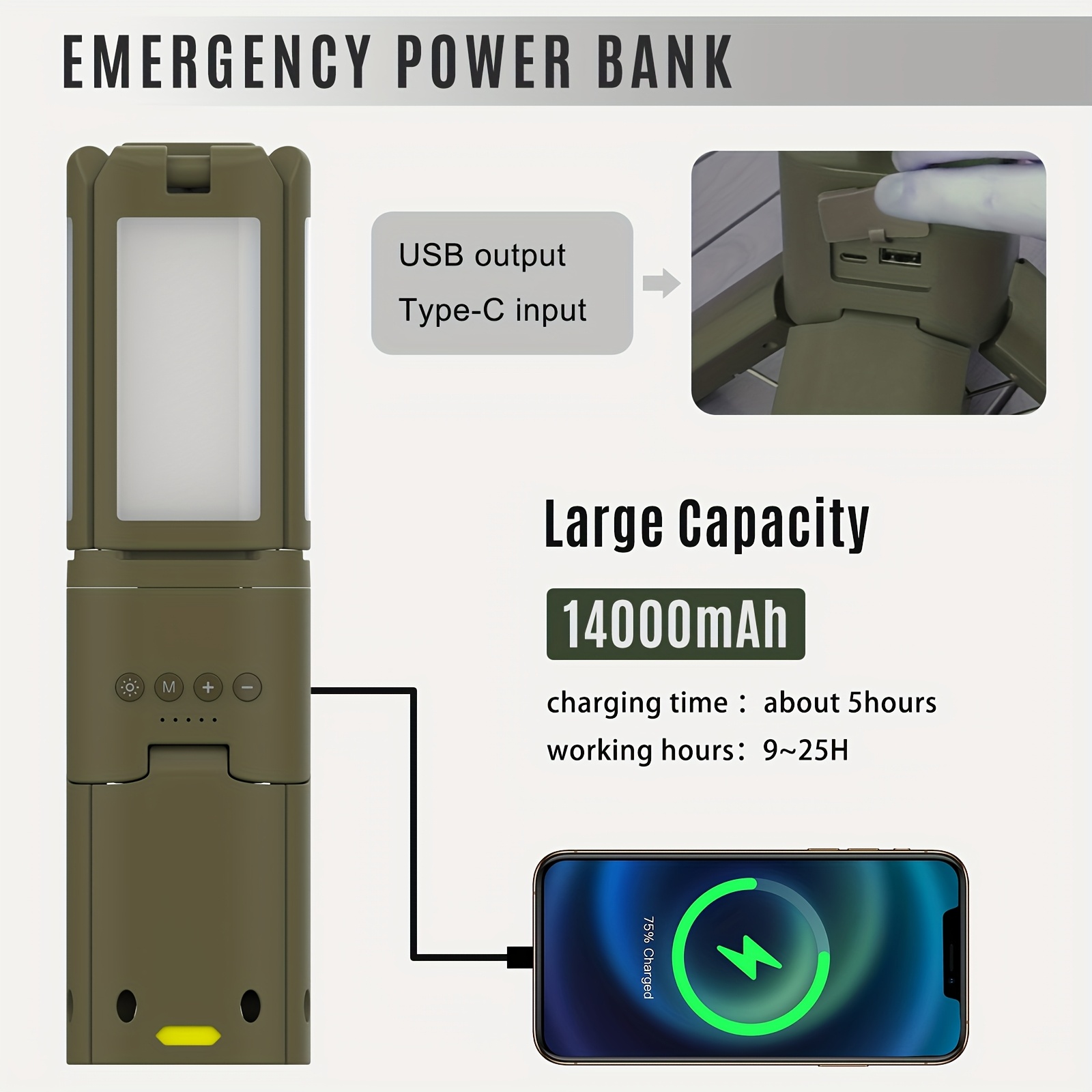 Camping Lantern, 14000mAh Rech - Outdoor Lighting No Wiring avis et prix