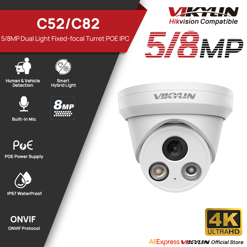 VIKYLIN 5/8MP 4K IP Camera Dua - Outdoor Lighting Mains Powered avis et prix