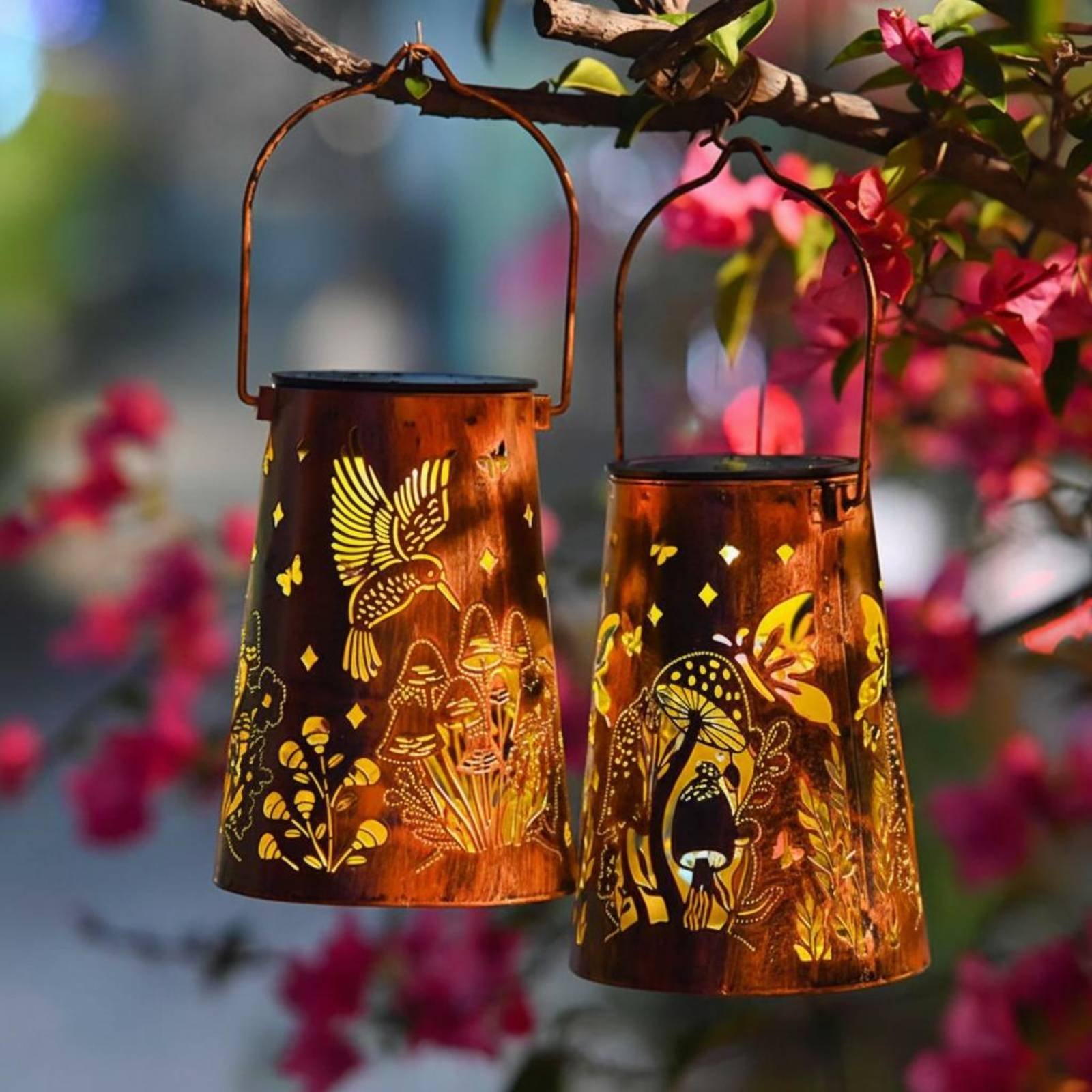Floral Garden Lantern Pattern  - Solar Lantern Hanging avis et prix
