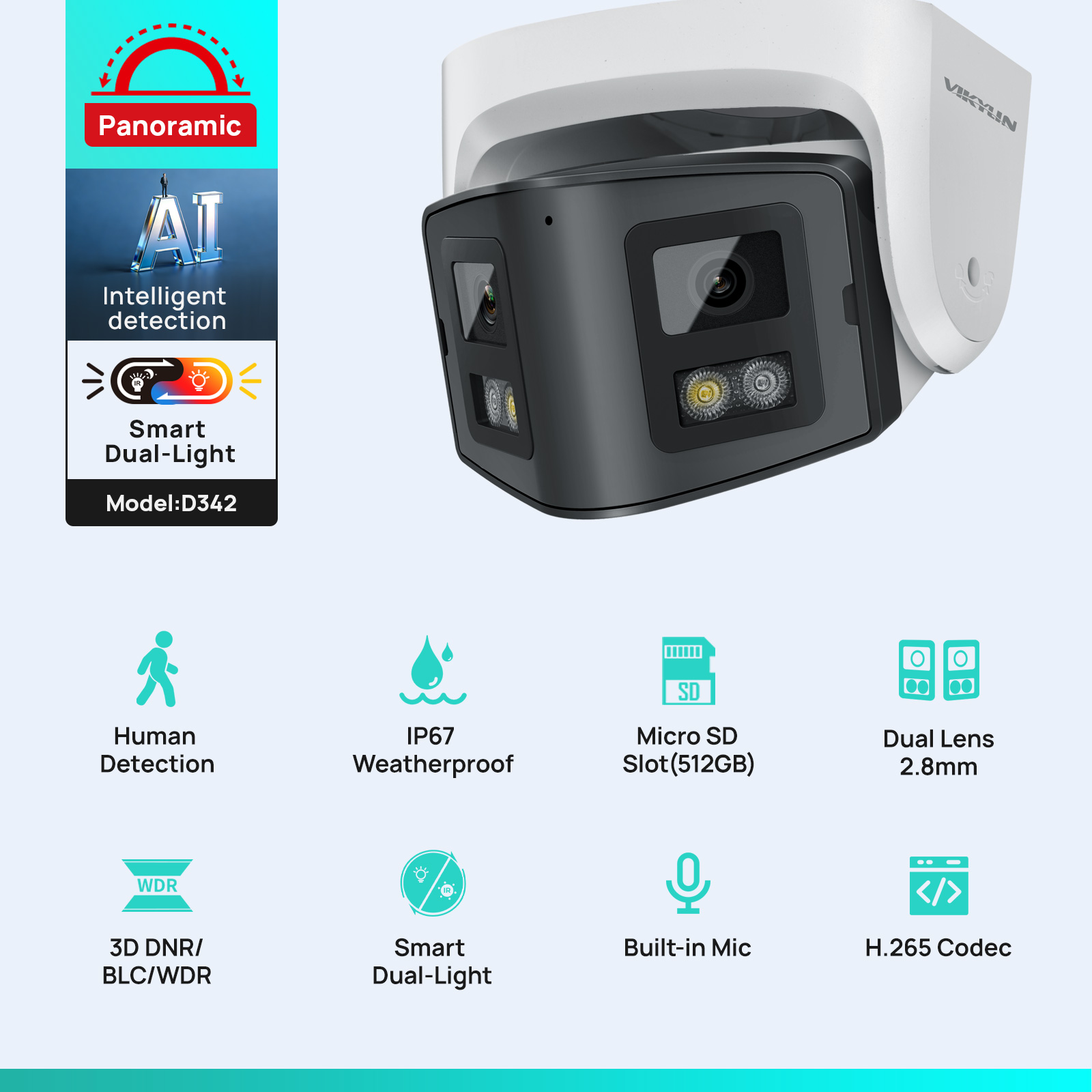 Vikylin Panoramic Dual Lens Sm - Outdoor Lighting Mains Powered avis et prix