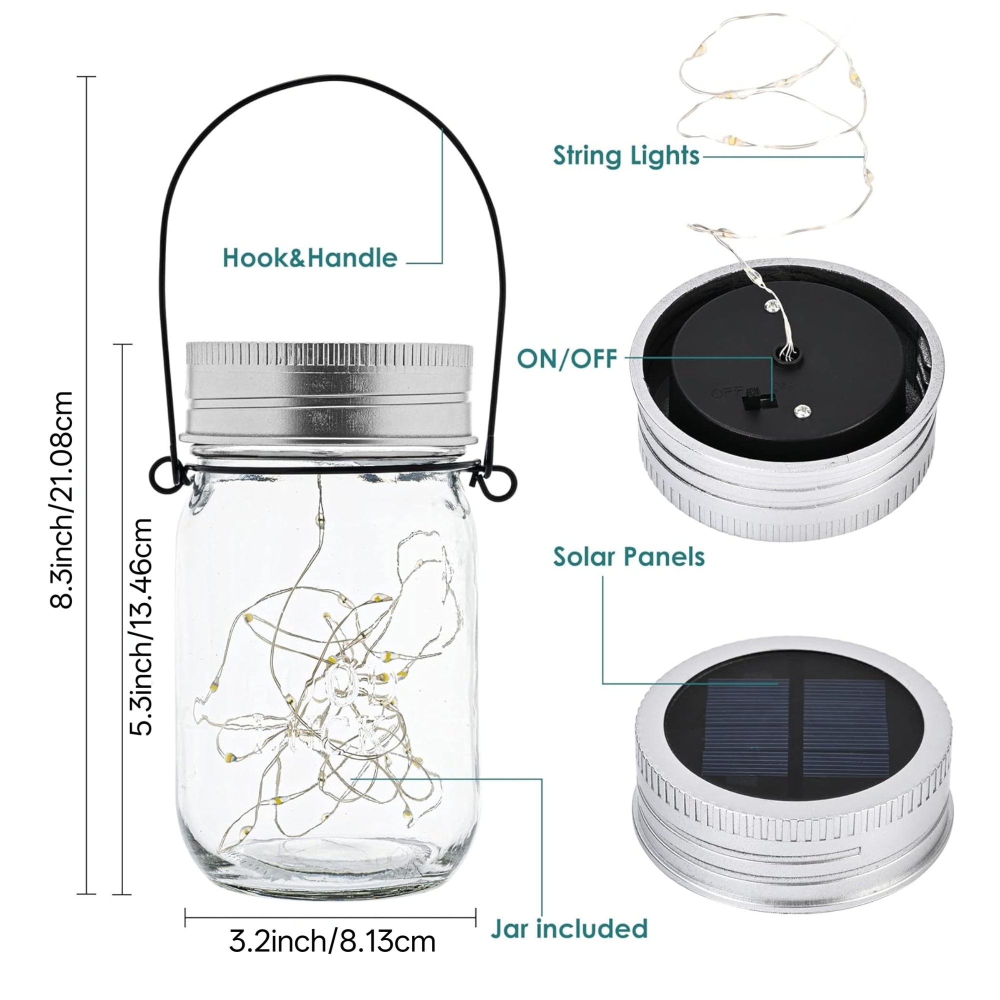 6pcs Outdoor Decorative Mason  - Solar Lantern Hanging avis et prix