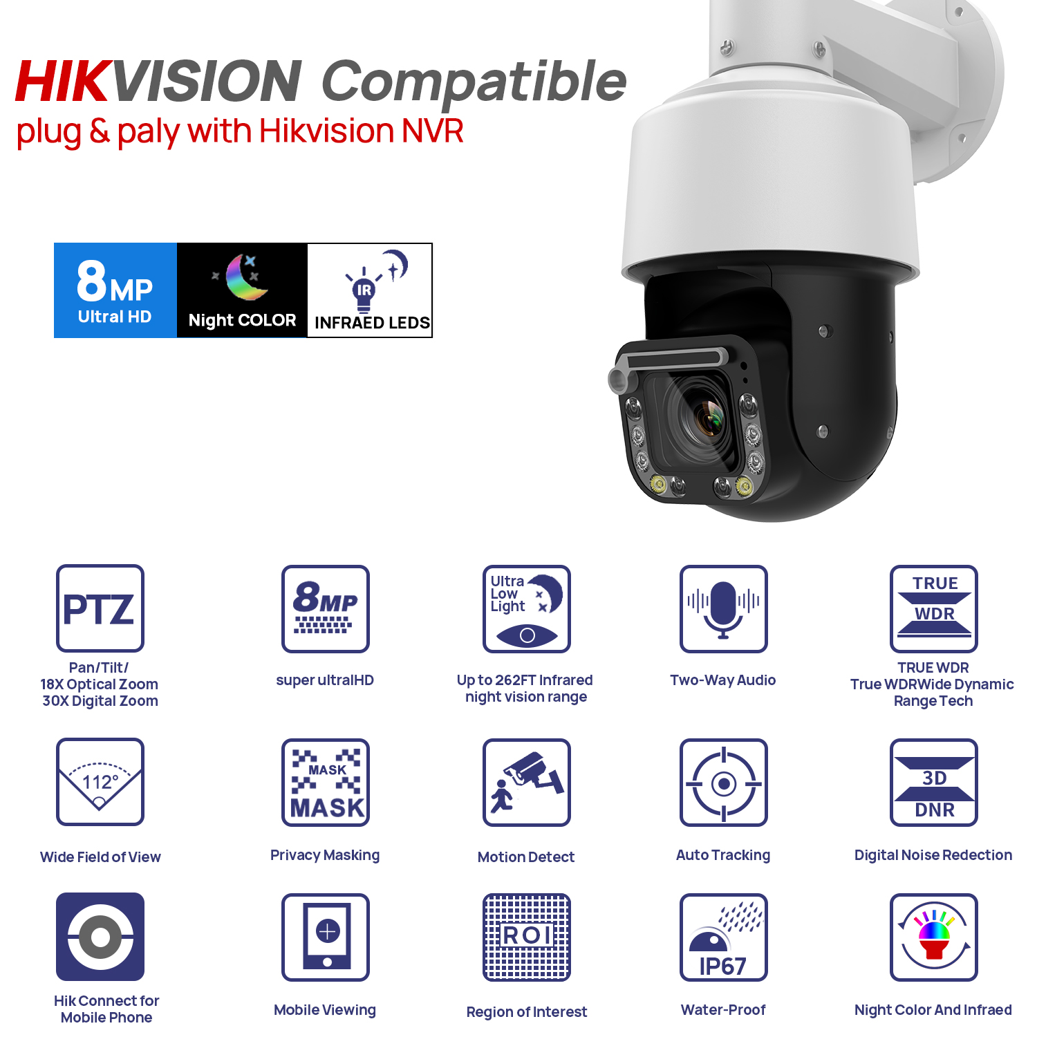 Hikvision Compatible 4K 8MP PO - Outdoor Lighting Mains Powered avis et prix