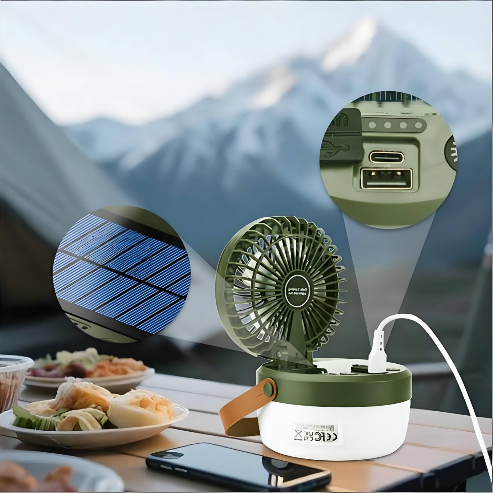Solar Camping Fan Lantern Fold - Solar Lantern Hanging avis et prix