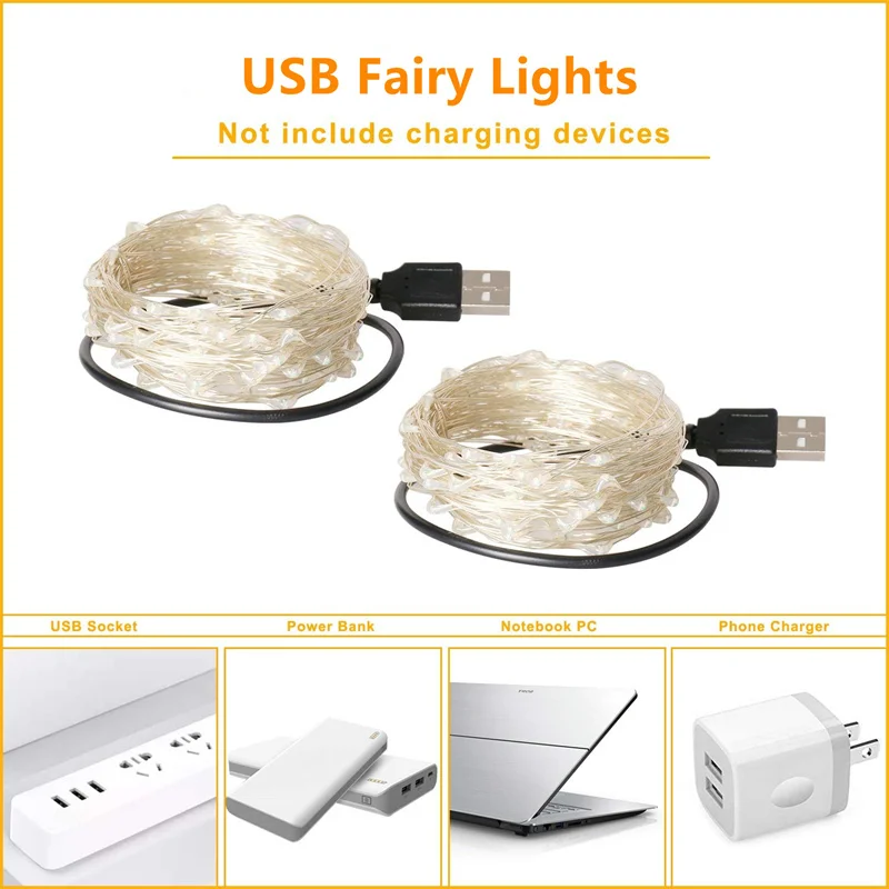 USB Led Fairy Lights Copper Wi - Outdoor Lighting No Wiring avis et prix