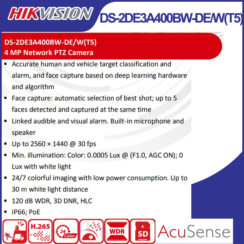 Hikvision DS-2DE3A400BW-DE/W(T - Outdoor Lighting Mains Powered avis et prix