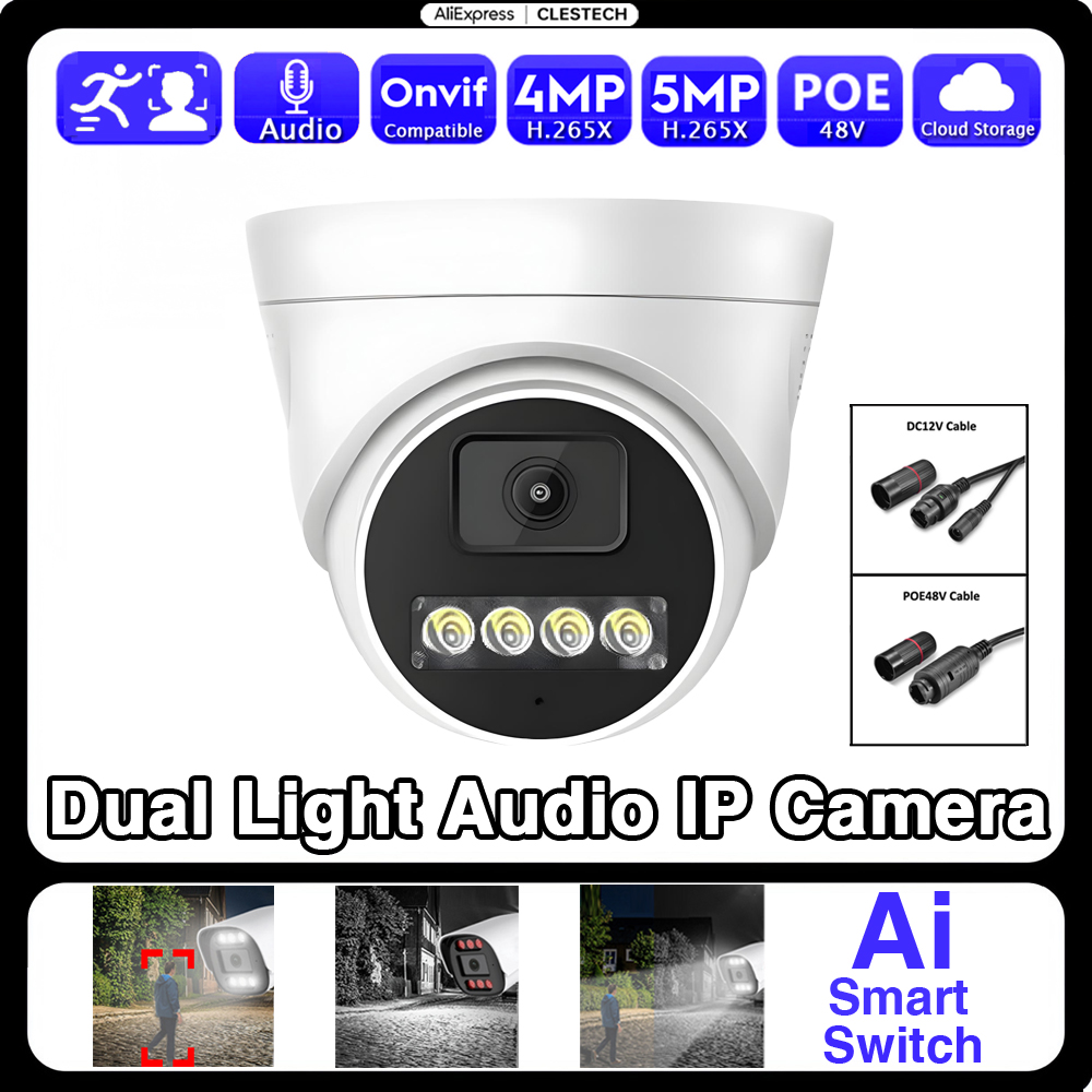 AI Audio IP POE Camera 5MP 4MP - Outdoor Lighting Options avis et prix