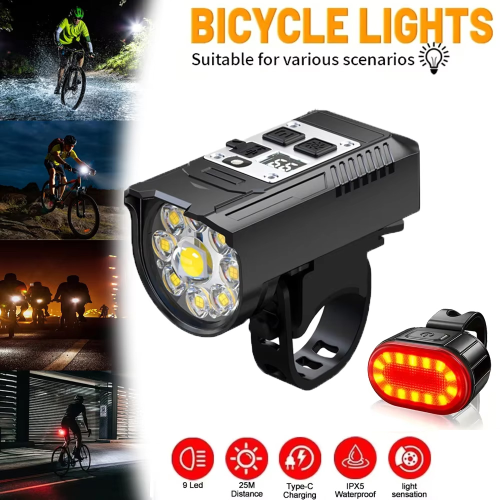 9 LED Bicycle Headlight USB Re - Outdoor Lighting Ideas For Party avis et prix