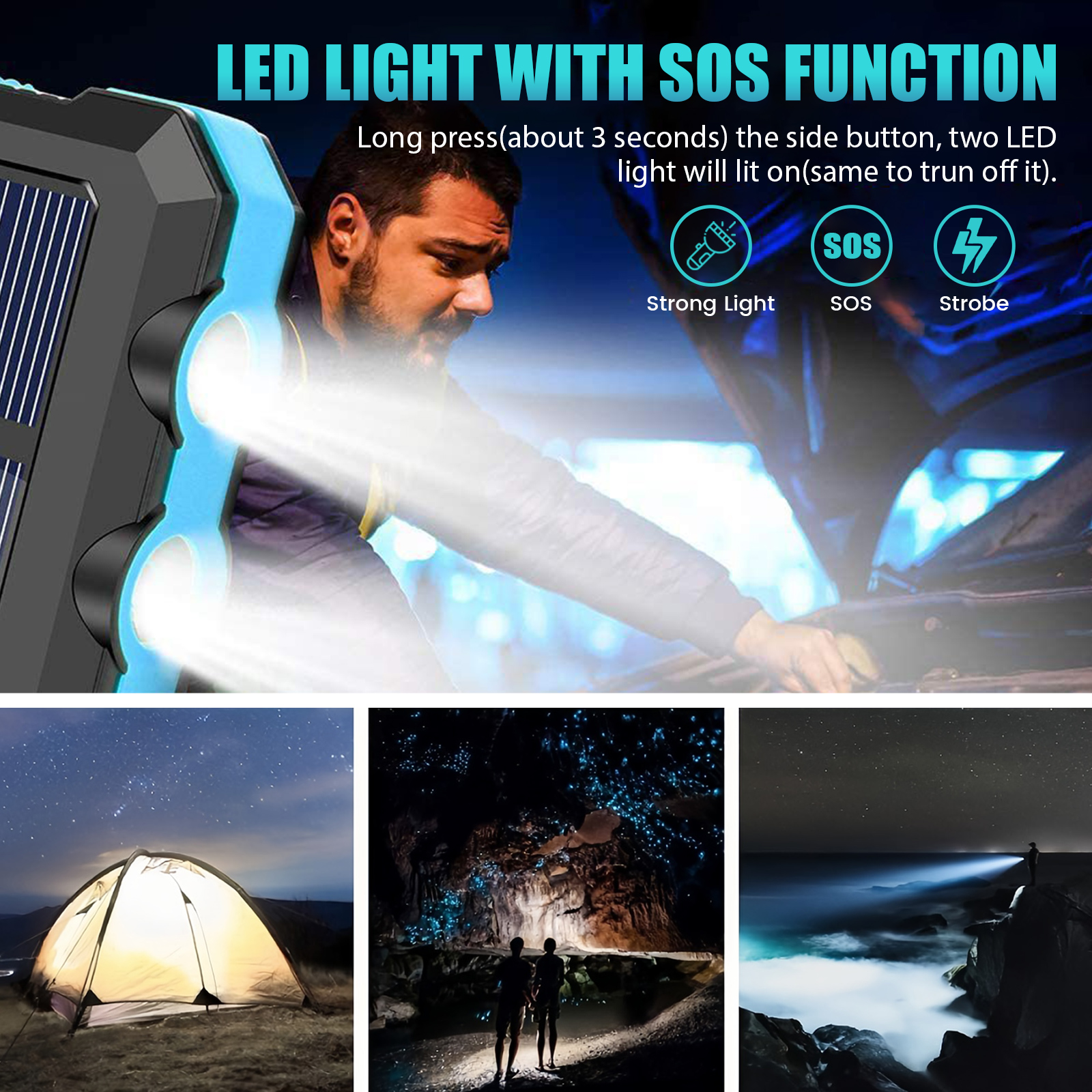 10000mAh Solar Power Bank Port - Outdoor Lighting Ideas For Party avis et prix