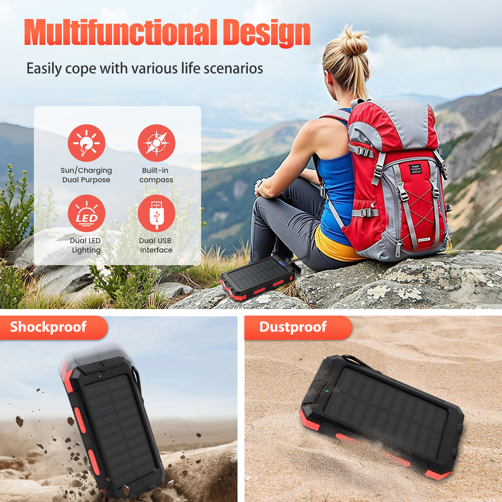 10000mAh Solar Power Bank Port - Outdoor Lighting Ideas For Party avis et prix