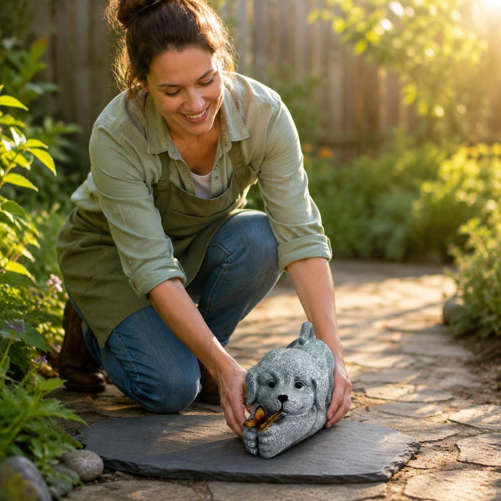Solar Dog Statue Resin Craft S - Outdoor Lighting No Wiring avis et prix