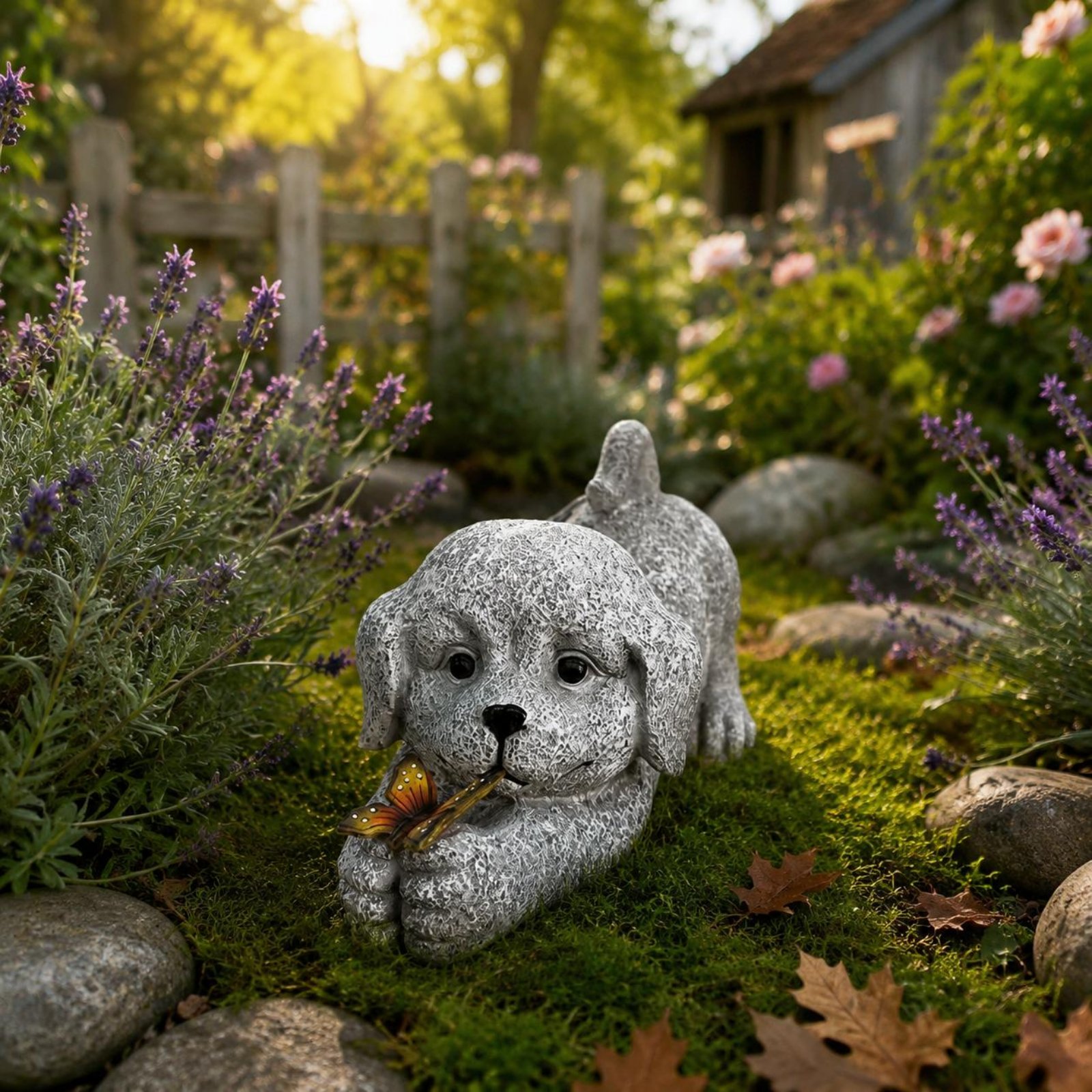 Solar Dog Statue Resin Craft S - Outdoor Lighting No Wiring avis et prix