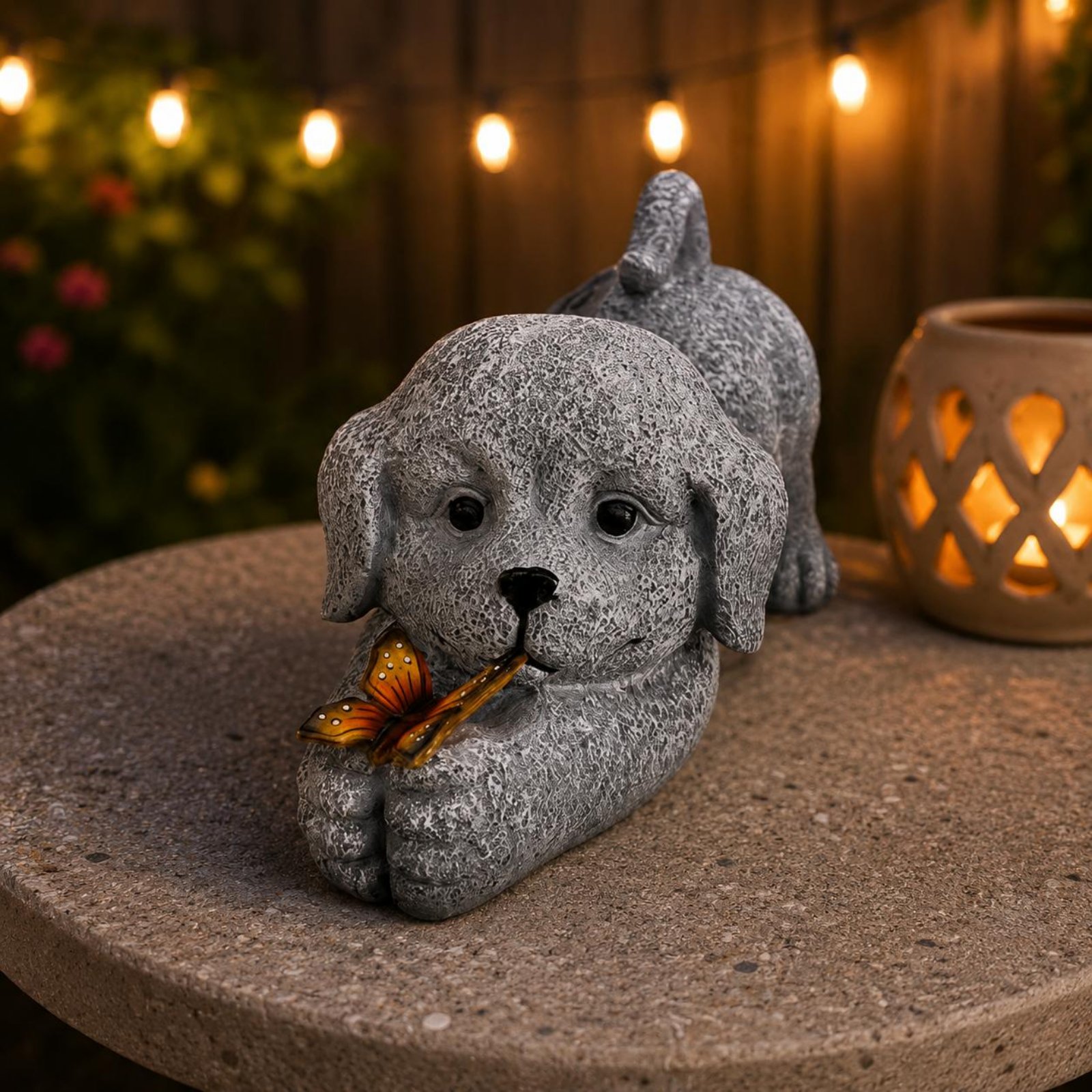 Solar Dog Statue Resin Craft S - Outdoor Lighting No Wiring avis et prix